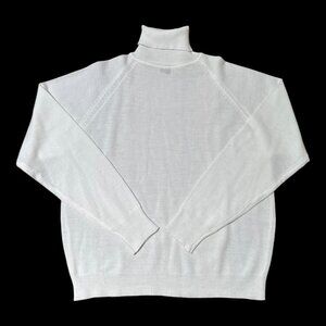Vintage 70s 80s Montgomery Ward Acrylic White Turtleneck Raglan Sweater Women L‎